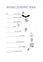 English Worksheet: ANIMAL ALPHABET BOOK