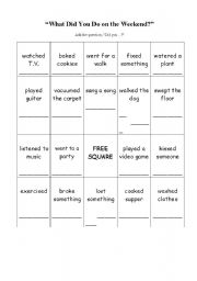 English Worksheet: Past Tense Bingo