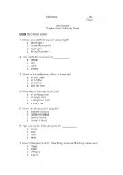 English Worksheet: The Adventures of Tom Sawyer Cha[ter 3 and 4 worksheet (Kids Reader)