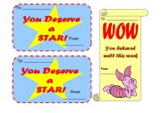English Worksheet: printable incentives