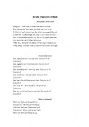 English worksheet: Speech contest texts