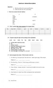 English Worksheet: Animal Description 