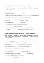 English Worksheet:  PAIR PHRASES 