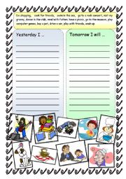 English Worksheet: Yesterday I ..../ Tomorrow I will...