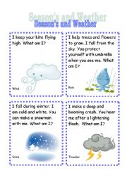 English Worksheet: Seasons and Weather Riddle Cards (2nd set)