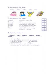 English worksheet: general  revison  on  sign  language