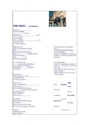 English Worksheet: FAR AWAY