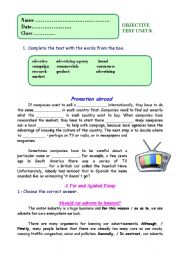 English worksheet: Objective test
