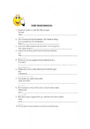 English Worksheet:  Word transformations 2!!!! First Certificate level