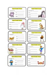 English Worksheet: Super student award