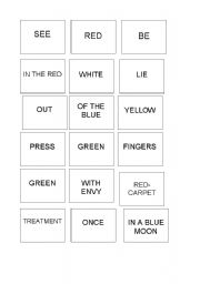 English Worksheet: memotest (idioms with colours)