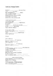 English Worksheets I Want You Savage Garden