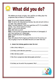 English Worksheet: What did you do?