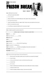 English Worksheet: Video: Prison Break - season 1 episode 1