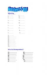 English worksheet: Numbers