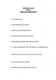 English Worksheet: ecce speaking