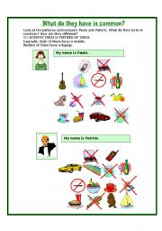 English Worksheet: What do they have in common?