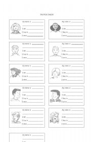 English Worksheet: PEOPLE CARDS