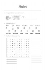 English Worksheet: NUMBERS