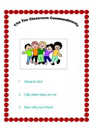 English Worksheet: the ten classroom commandments