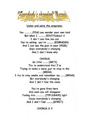 Everybody S Changing By Keane Esl Worksheet By Imonteros04