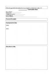 English worksheet: Blank CV