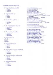 English Worksheet: quiz about countries and nationalities