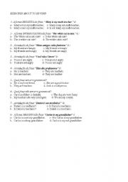 English worksheet: to be exercises