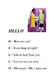 English worksheet: Creative wrtiting - Topic: HELLO