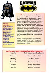 English Worksheet: Batman