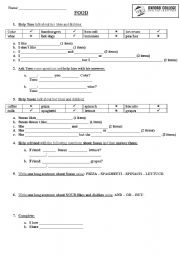 English Worksheet: Food: likes and dislikes