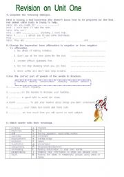 English worksheet: revison