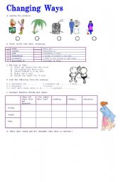 English worksheet: changing  ways