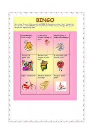 English Worksheet: Bingo with a twist