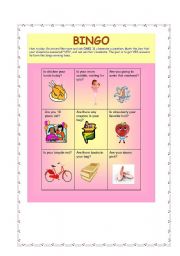 English worksheet: Bingo with a twist