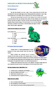 English Worksheet: Dinosaurs Reading Comprehension