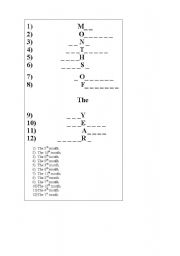 English Worksheet: crossword (months of the year)