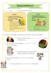 English Worksheet: Among and Between