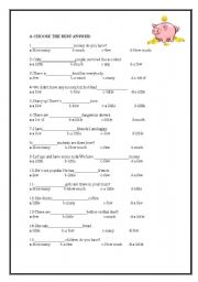 English Worksheet: many /much  few /little