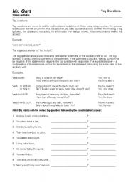 English worksheet: Tag Questions