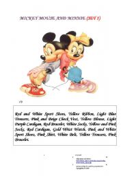 English Worksheet: Mickey Mouse and Minnie Set 1