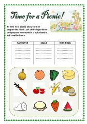 English Worksheet: Time for a picnic!