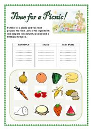 English Worksheet: Time for a picnic!