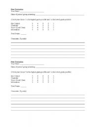 English Worksheet: peer evaluations