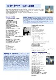 English Worksheet: Two songs from the space: Space Oddity & Walking on the Moon