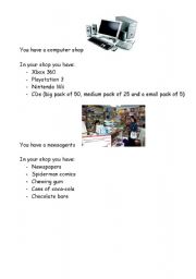 English Worksheet: Shopping role play