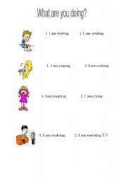 English worksheet: What are you doing ?