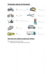 English worksheet: Means of transport