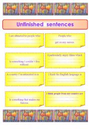 English Worksheet: Unfinished sentences