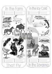 English Worksheet: Animals Picture Dictionary Part 2 - Fill in the Blanks - Greyscale